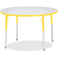 Jonti-Craft Berries Adult Height Color Edge Round Table Laminated Round, Yellow Top - Four Leg Base - 4 Legs - Height Adjustable - 24" to 31" Adjustment x 1.13" Table Top Thickness x 42" Table Top Diameter - 31" Height - Art, Craft - Assembly (6468JCA007)