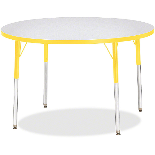 Jonti-Craft Berries Adult Height Color Edge Round Table Laminated Round, Yellow Top - Four Leg Base - 4 Legs - Height Adjustable - 24" to 31" Adjustment x 1.13" Table Top Thickness x 42" Table Top Diameter - 31" Height - Art, Craft - Assembly (6468JCA007)