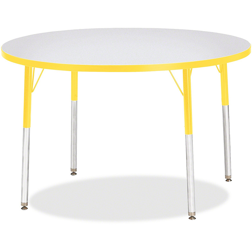 Jonti-Craft Berries Adult Height Color Edge Round Table Laminated Round, Yellow Top - Four Leg Base - 4 Legs - Height Adjustable - 24" to 31" Adjustment x 1.13" Table Top Thickness x 42" Table Top Diameter - 31" Height - Art, Craft - Assembly (6468JCA007)
