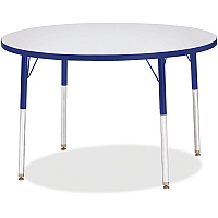 Jonti-Craft Berries Adult Height Color Edge Round Table Gray Round, Laminated Top - Four Leg Base - 4 Legs - Height Adjustable - 24" to 31" Adjustment x 1.13" Table Top Thickness x 42" Table Top Diameter - 31" Height - Art, Craft - Assembly R (6468JCA003)