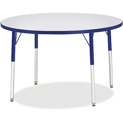 Jonti-Craft Berries Adult Height Color Edge Round Table Gray Round, Laminated Top - Four Leg Base - 4 Legs - Height Adjustable - 24" to 31" Adjustment x 1.13" Table Top Thickness x 42" Table Top Diameter - 31" Height - Art, Craft - Assembly R (6468JCA003)
