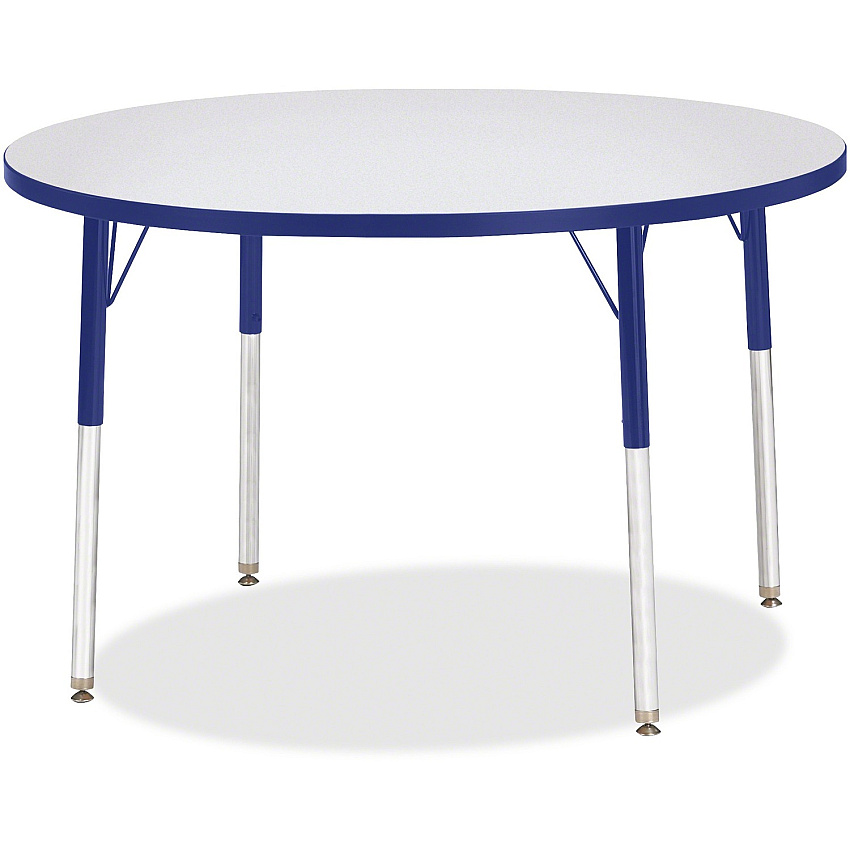Jonti-Craft Berries Adult Height Color Edge Round Table Gray Round, Laminated Top - Four Leg Base - 4 Legs - Height Adjustable - 24" to 31" Adjustment x 1.13" Table Top Thickness x 42" Table Top Diameter - 31" Height - Art, Craft - Assembly R (6468JCA003)