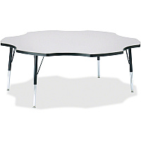 Jonti-Craft Berries Elementary Height Prism Six-Leaf Table Black, Laminated Top - Four Leg Base - 4 Legs - Height Adjustable - 15" to 24" Adjustment x 1.13" Table Top Thickness x 60" Table Top Diameter - 24" Height - Educational Environment - (6458JCE180)