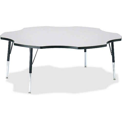 Jonti-Craft Berries Elementary Height Prism Six-Leaf Table Black, Laminated Top - Four Leg Base - 4 Legs - Height Adjustable - 15" to 24" Adjustment x 1.13" Table Top Thickness x 60" Table Top Diameter - 24" Height - Educational Environment - (6458JCE180)