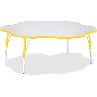 Jonti-Craft Berries Elementary Height Prism Six-Leaf Table Laminated, Yellow Top - Four Leg Base - 4 Legs - Height Adjustable - 15" to 24" Adjustment x 1.13" Table Top Thickness x 60" Table Top Diameter - 24" Height - Educational Environment  (6458JCE007)