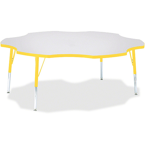 Jonti-Craft Berries Elementary Height Prism Six-Leaf Table Laminated, Yellow Top - Four Leg Base - 4 Legs - Height Adjustable - 15" to 24" Adjustment x 1.13" Table Top Thickness x 60" Table Top Diameter - 24" Height - Educational Environment  (6458JCE007)
