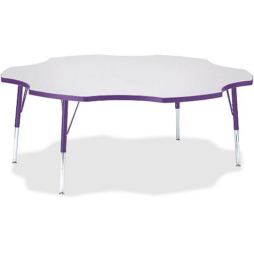 Jonti-Craft Berries Elementary Height Prism Six-Leaf Table Laminated, Purple Top - Four Leg Base - 4 Legs - Height Adjustable - 15" to 24" Adjustment x 1.13" Table Top Thickness x 60" Table Top Diameter - 24" Height - Educational Environment  (6458JCE004)