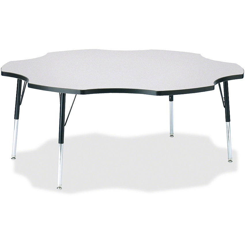 Jonti-Craft Berries Prism Six-Leaf Student Table Black, Laminated Top - Four Leg Base - 4 Legs - Height Adjustable - 24" to 31" Adjustment x 1.13" Table Top Thickness x 60" Table Top Diameter - 31" Height - Educational Environment - Assembly  (6458JCA180)