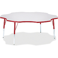 Jonti-Craft Berries Prism Six-Leaf Student Table Laminated, Red Top - Four Leg Base - 4 Legs - Height Adjustable - 24
