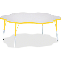 Jonti-Craft Berries Prism Six-Leaf Student Table Laminated, Yellow Top - Four Leg Base - 4 Legs - Height Adjustable - 24
