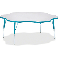 Jonti-Craft Berries Prism Six-Leaf Student Table Laminated, Teal Top - Four Leg Base - 4 Legs - Height Adjustable - 24
