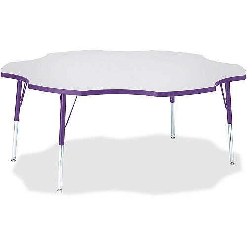 Jonti-Craft Berries Prism Six-Leaf Student Table Laminated, Purple Top - Four Leg Base - 4 Legs - Height Adjustable - 24" to 31" Adjustment x 1.13" Table Top Thickness x 60" Table Top Diameter - 31" Height - Educational Environment - Assembly (6458JCA004)