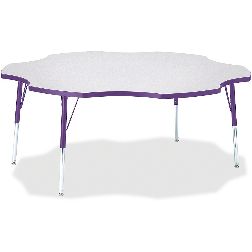 Jonti-Craft Berries Prism Six-Leaf Student Table Laminated, Purple Top - Four Leg Base - 4 Legs - Height Adjustable - 24" to 31" Adjustment x 1.13" Table Top Thickness x 60" Table Top Diameter - 31" Height - Educational Environment - Assembly (6458JCA004)
