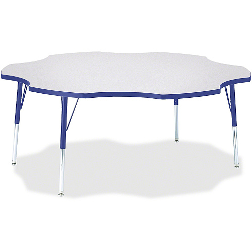Jonti-Craft Berries Prism Six-Leaf Student Table Gray, Laminated Top - Four Leg Base - 4 Legs - Height Adjustable - 24" to 31" Adjustment x 1.13" Table Top Thickness x 60" Table Top Diameter - 31" Height - Educational Environment - Assembly R (6458JCA003)