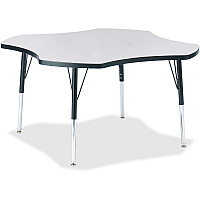Jonti-Craft Berries Elementary Height Prism Four-Leaf Table Black, Laminated Top - Four Leg Base - 4 Legs - Height Adjustable - 15" to 24" Adjustment x 1.13" Table Top Thickness x 48" Table Top Diameter - 24" Height - Educational Environment  (6453JCE180)