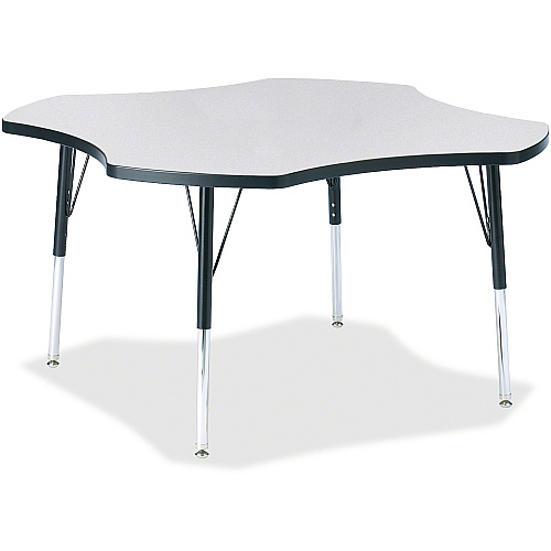 Jonti-Craft Berries Elementary Height Prism Four-Leaf Table Black, Laminated Top - Four Leg Base - 4 Legs - Height Adjustable - 15" to 24" Adjustment x 1.13" Table Top Thickness x 48" Table Top Diameter - 24" Height - Educational Environment  (6453JCE180)