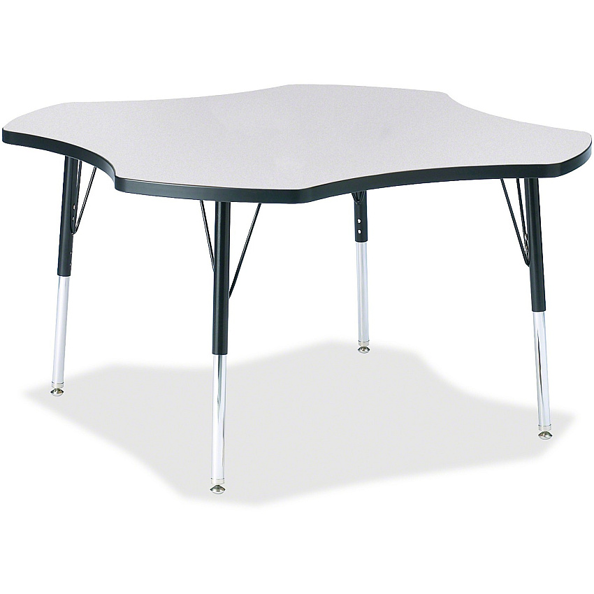 Jonti-Craft Berries Elementary Height Prism Four-Leaf Table Black, Laminated Top - Four Leg Base - 4 Legs - Height Adjustable - 15" to 24" Adjustment x 1.13" Table Top Thickness x 48" Table Top Diameter - 24" Height - Educational Environment  (6453JCE180)
