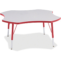Jonti-Craft Berries Elementary Height Prism Four-Leaf Table Laminated, Red Top - Four Leg Base - 4 Legs - Height Adjustable - 15" to 24" Adjustment x 1.13" Table Top Thickness x 48" Table Top Diameter - 24" Height - Educational Environment -  (6453JCE008)