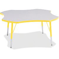 Jonti-Craft Berries Elementary Height Prism Four-Leaf Table Laminated, Yellow Top - Four Leg Base - 4 Legs - Height Adjustable - 15" to 24" Adjustment x 1.13" Table Top Thickness x 48" Table Top Diameter - 24" Height - Educational Environment (6453JCE007)