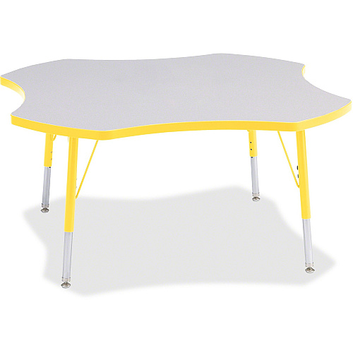 Jonti-Craft Berries Elementary Height Prism Four-Leaf Table Laminated, Yellow Top - Four Leg Base - 4 Legs - Height Adjustable - 15" to 24" Adjustment x 1.13" Table Top Thickness x 48" Table Top Diameter - 24" Height - Educational Environment (6453JCE007)