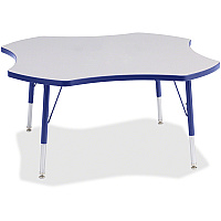 Berries Berries Elementary Height Prism Four-Leaf Table Gray Top - Four Leg Base - 4 Legs - Height Adjustable - 15" to 24" Adjustment x 1.13" Table Top Thickness x 48" Table Top Diameter - 24" Height - Educational Environment - Assembly Requi (6453JCE003)
