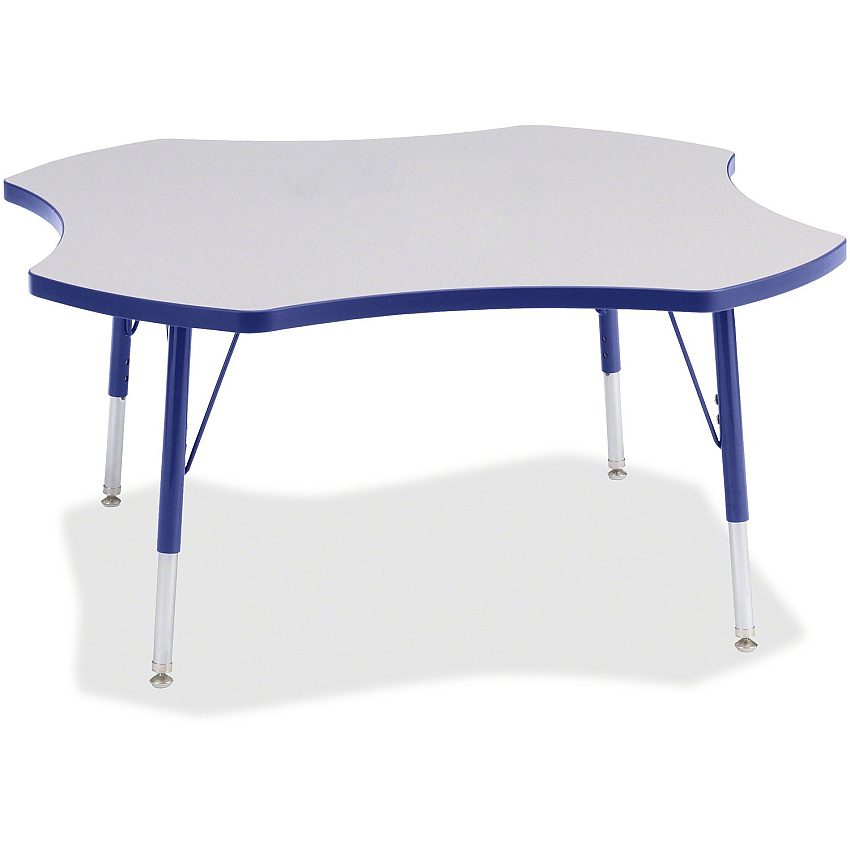 Berries Berries Elementary Height Prism Four-Leaf Table Gray Top - Four Leg Base - 4 Legs - Height Adjustable - 15" to 24" Adjustment x 1.13" Table Top Thickness x 48" Table Top Diameter - 24" Height - Educational Environment - Assembly Requi (6453JCE003)