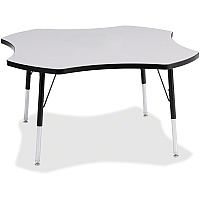 Jonti-Craft Berries Prism Four-Leaf Student Table Black, Laminated Top - Four Leg Base - 4 Legs - Height Adjustable - 24" to 31" Adjustment x 1.13" Table Top Thickness x 48" Table Top Diameter - 31" Height - Educational Environment - Assembly (6453JCA180)