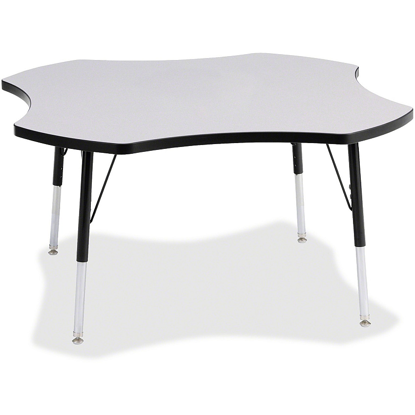 Jonti-Craft Berries Prism Four-Leaf Student Table Black, Laminated Top - Four Leg Base - 4 Legs - Height Adjustable - 24" to 31" Adjustment x 1.13" Table Top Thickness x 48" Table Top Diameter - 31" Height - Educational Environment - Assembly (6453JCA180)