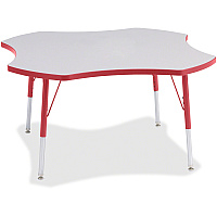 Jonti-Craft Berries Prism Four-Leaf Student Table Laminated, Red Top - Four Leg Base - 4 Legs - Height Adjustable - 24" to 31" Adjustment x 1.13" Table Top Thickness x 48" Table Top Diameter - 31" Height - Educational Environment - Assembly R (6453JCA008)