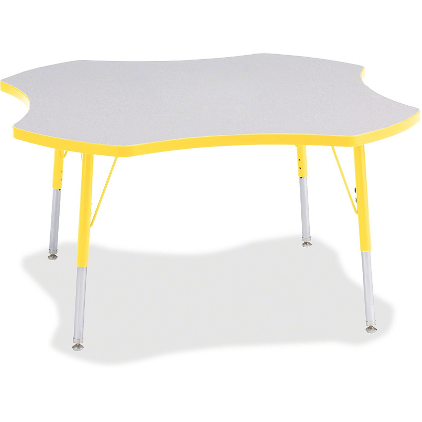 Jonti-Craft Berries Prism Four-Leaf Student Table Laminated, Yellow Top - Four Leg Base - 4 Legs - Height Adjustable - 24" to 31" Adjustment x 1.13" Table Top Thickness x 48" Table Top Diameter - 31" Height - Educational Environment - Assembl (6453JCA007)