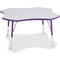 Jonti-Craft Berries Prism Four-Leaf Student Table Laminated, Purple Top - Four Leg Base - 4 Legs - Height Adjustable - 24" to 31" Adjustment x 1.13" Table Top Thickness x 48" Table Top Diameter - 31" Height - Educational Environment - Assembl (6453JCA004)