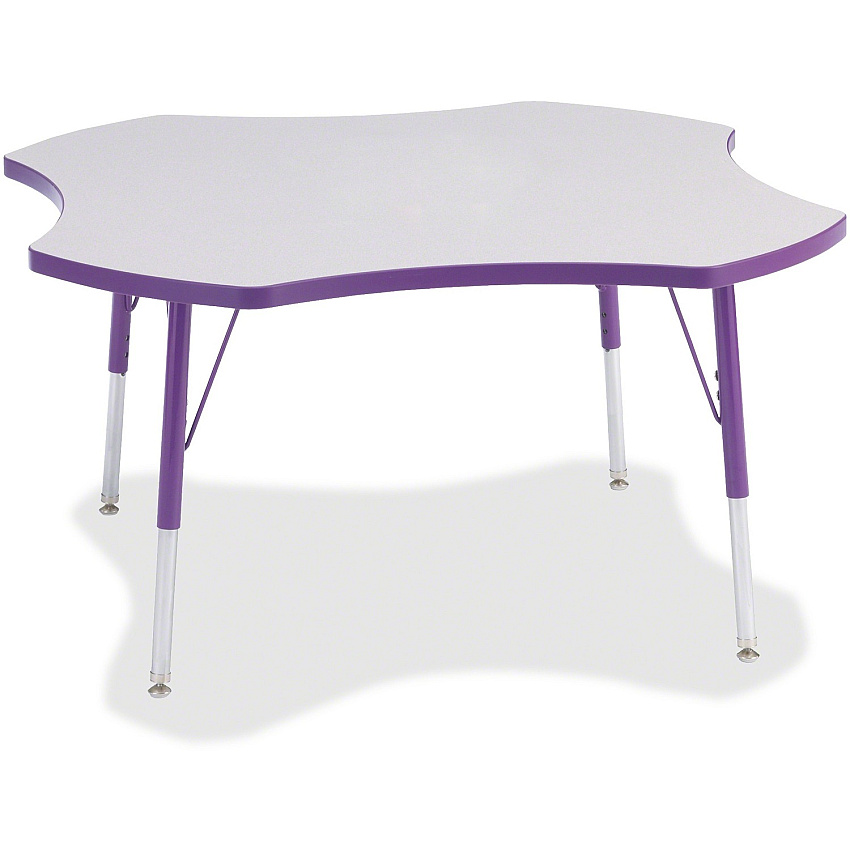 Jonti-Craft Berries Prism Four-Leaf Student Table Laminated, Purple Top - Four Leg Base - 4 Legs - Height Adjustable - 24" to 31" Adjustment x 1.13" Table Top Thickness x 48" Table Top Diameter - 31" Height - Educational Environment - Assembl (6453JCA004)
