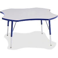 Jonti-Craft Berries Prism Four-Leaf Student Table Gray, Laminated Top - Four Leg Base - 4 Legs - Height Adjustable - 24" to 31" Adjustment x 1.13" Table Top Thickness x 48" Table Top Diameter - 31" Height - Educational Environment - Assembly  (6453JCA003)