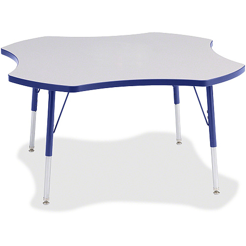 Jonti-Craft Berries Prism Four-Leaf Student Table Gray, Laminated Top - Four Leg Base - 4 Legs - Height Adjustable - 24" to 31" Adjustment x 1.13" Table Top Thickness x 48" Table Top Diameter - 31" Height - Educational Environment - Assembly  (6453JCA003)