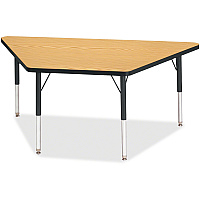 Jonti-Craft Berries Elementary Height Classic Trapezoid Table Black Oak Trapezoid, Laminated Top - Four Leg Base - 4 Legs - Height Adjustable - 15" to 24" Adjustment - 60" Table Top Length x 30" Table Top Width x 1.13" Table Top Thickness - 2 (6443JCE210)