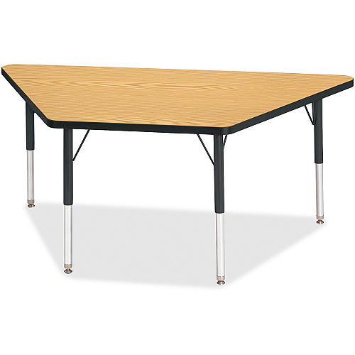Jonti-Craft Berries Elementary Height Classic Trapezoid Table Black Oak Trapezoid, Laminated Top - Four Leg Base - 4 Legs - Height Adjustable - 15" to 24" Adjustment - 60" Table Top Length x 30" Table Top Width x 1.13" Table Top Thickness - 2 (6443JCE210)