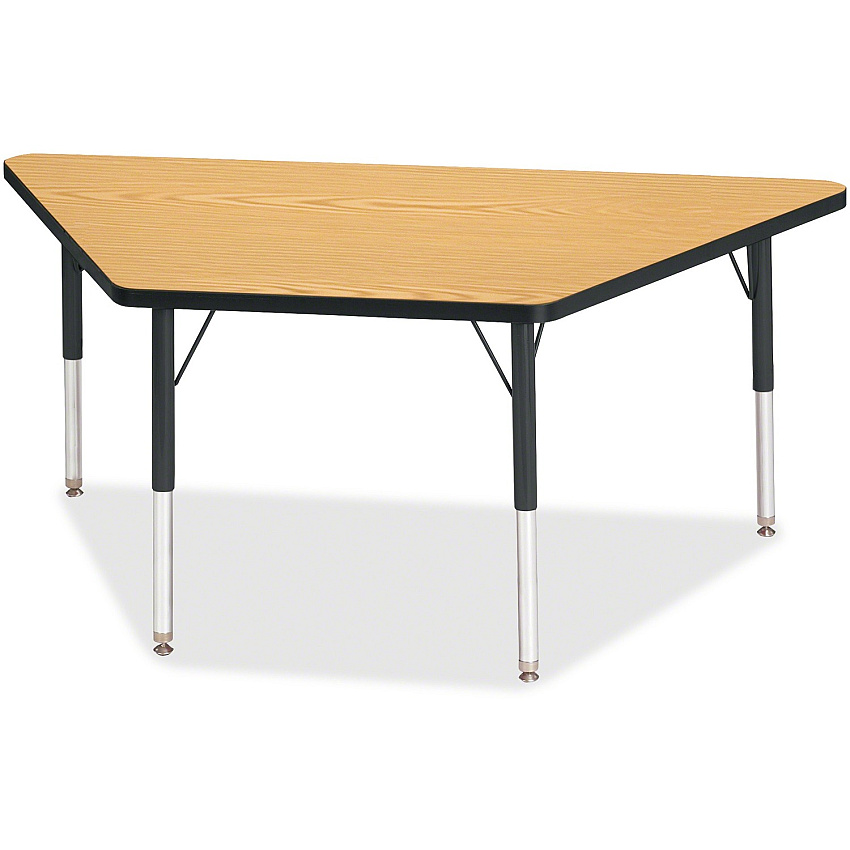 Jonti-Craft Berries Elementary Height Classic Trapezoid Table Black Oak Trapezoid, Laminated Top - Four Leg Base - 4 Legs - Height Adjustable - 15" to 24" Adjustment - 60" Table Top Length x 30" Table Top Width x 1.13" Table Top Thickness - 2 (6443JCE210)