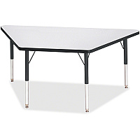 Jonti-Craft Berries Elementary Height Prism Edge Trapezoid Table Black Trapezoid, Laminated Top - Four Leg Base - 4 Legs - Height Adjustable - 15" to 24" Adjustment - 60" Table Top Length x 30" Table Top Width x 1.13" Table Top Thickness - 24 (6443JCE180)