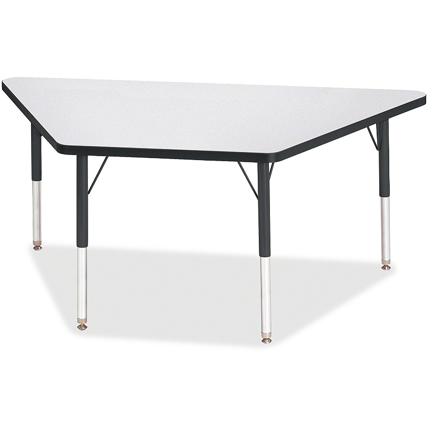 Jonti-Craft Berries Elementary Height Prism Edge Trapezoid Table Black Trapezoid, Laminated Top - Four Leg Base - 4 Legs - Height Adjustable - 15" to 24" Adjustment - 60" Table Top Length x 30" Table Top Width x 1.13" Table Top Thickness - 24 (6443JCE180)