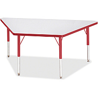 Jonti-Craft Berries Elementary Height Prism Edge Trapezoid Table Laminated Trapezoid, Red Top - Four Leg Base - 4 Legs - Height Adjustable - 15" to 24" Adjustment - 60" Table Top Length x 30" Table Top Width x 1.13" Table Top Thickness - 24"  (6443JCE008)