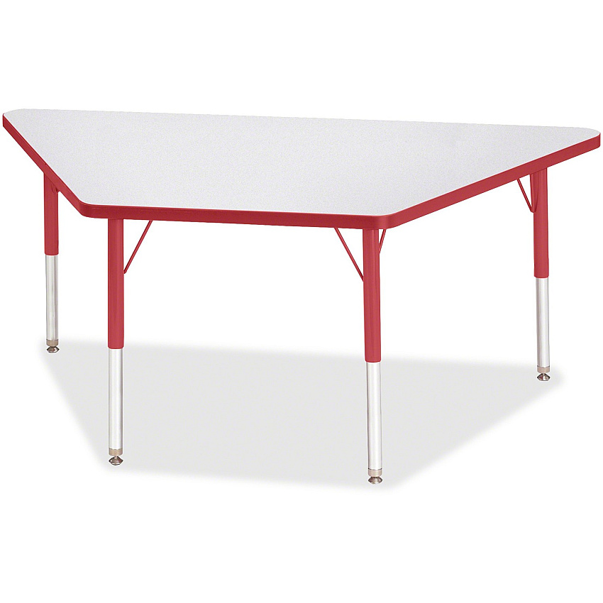 Jonti-Craft Berries Elementary Height Prism Edge Trapezoid Table Laminated Trapezoid, Red Top - Four Leg Base - 4 Legs - Height Adjustable - 15" to 24" Adjustment - 60" Table Top Length x 30" Table Top Width x 1.13" Table Top Thickness - 24"  (6443JCE008)