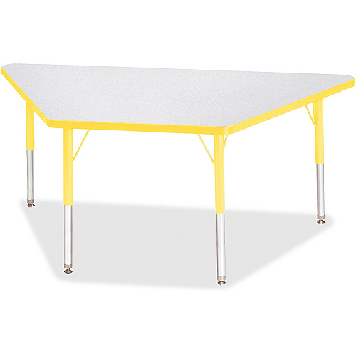 Jonti-Craft Berries Elementary Height Prism Edge Trapezoid Table Laminated Trapezoid, Yellow Top - Four Leg Base - 4 Legs - Height Adjustable - 15" to 24" Adjustment - 60" Table Top Length x 30" Table Top Width x 1.13" Table Top Thickness - 2 (6443JCE007)