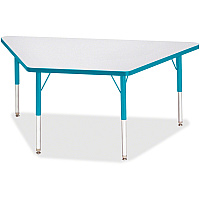 Jonti-Craft Berries Elementary Height Prism Edge Trapezoid Table Laminated Trapezoid, Teal Top - Four Leg Base - 4 Legs - Height Adjustable - 15" to 24" Adjustment - 60" Table Top Length x 30" Table Top Width x 1.13" Table Top Thickness - 24" (6443JCE005)