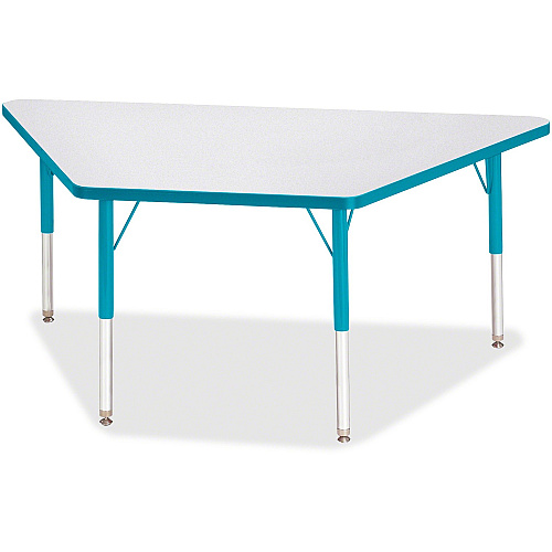 Jonti-Craft Berries Elementary Height Prism Edge Trapezoid Table Laminated Trapezoid, Teal Top - Four Leg Base - 4 Legs - Height Adjustable - 15" to 24" Adjustment - 60" Table Top Length x 30" Table Top Width x 1.13" Table Top Thickness - 24" (6443JCE005)
