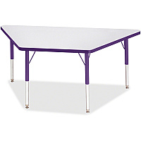 Jonti-Craft Berries Elementary Height Prism Edge Trapezoid Table Laminated Trapezoid, Purple Top - Four Leg Base - 4 Legs - Height Adjustable - 15
