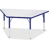 Jonti-Craft Berries Elementary Height Prism Edge Trapezoid Table Blue Trapezoid, Laminated Top - Four Leg Base - 4 Legs - Height Adjustable - 15