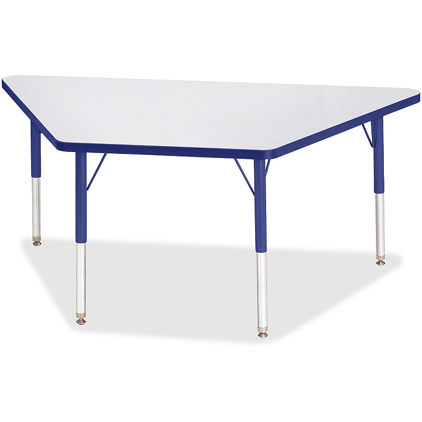 Jonti-Craft Berries Elementary Height Prism Edge Trapezoid Table Blue Trapezoid, Laminated Top - Four Leg Base - 4 Legs - Height Adjustable - 15" to 24" Adjustment - 60" Table Top Length x 30" Table Top Width x 1.13" Table Top Thickness - 24" (6443JCE003)