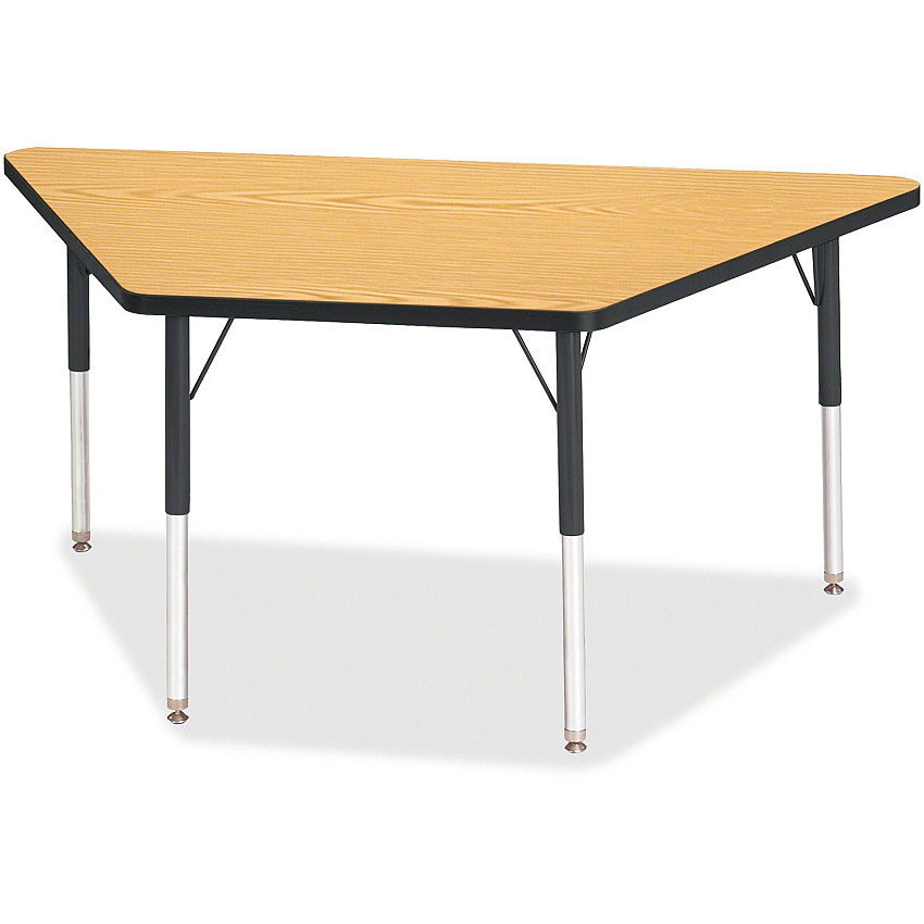 Jonti-Craft Berries Adult-Size Classic Color Trapezoid Table Black Oak Trapezoid, Laminated Top - Four Leg Base - 4 Legs - Height Adjustable - 24" to 31" Adjustment - 60" Table Top Length x 30" Table Top Width x 1.13" Table Top Thickness - 31 (6443JCA210)