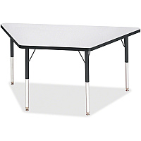 Jonti-Craft Berries Adult-Size Gray Laminate Trapezoid Table Black Trapezoid, Laminated Top - Four Leg Base - 4 Legs - Height Adjustable - 24