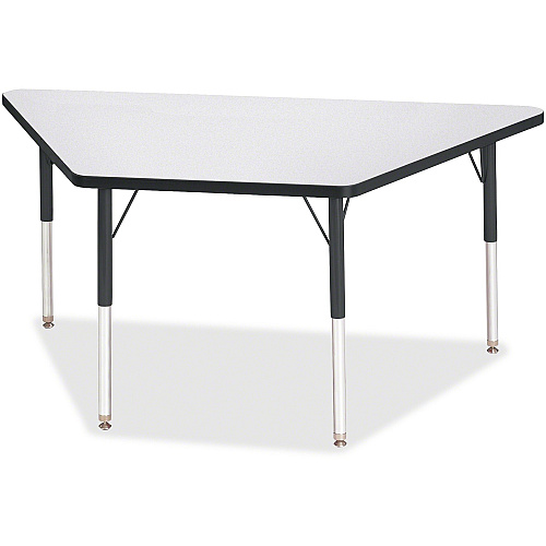 Jonti-Craft Berries Adult-Size Gray Laminate Trapezoid Table Black Trapezoid, Laminated Top - Four Leg Base - 4 Legs - Height Adjustable - 24" to 31" Adjustment - 60" Table Top Length x 30" Table Top Width x 1.13" Table Top Thickness - 31" He (6443JCA180)